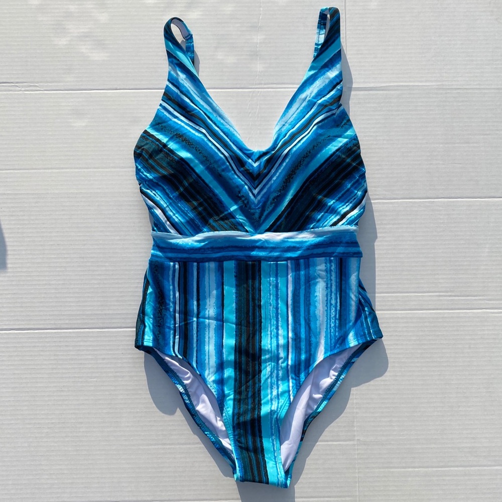 Jantzen Swim blue multi tummy control swimsuit